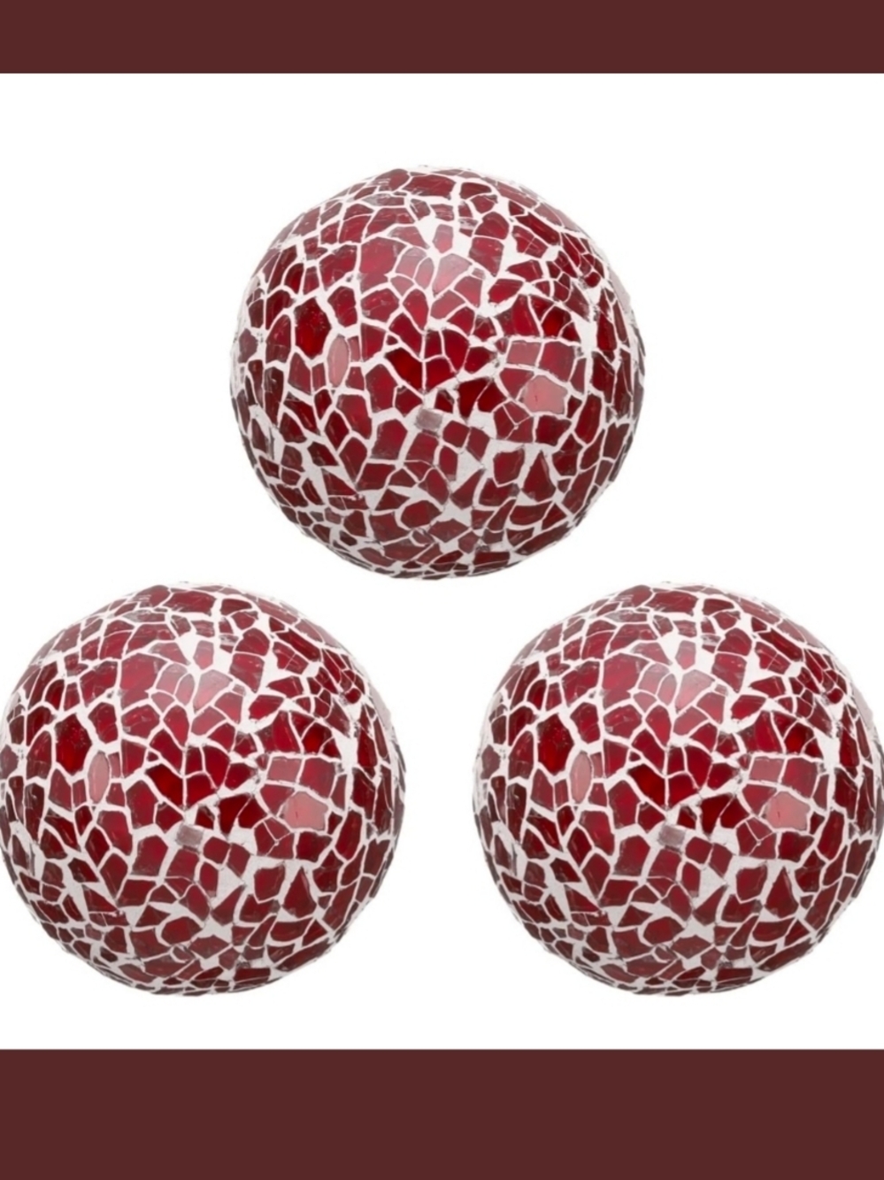Decorative Red Mosaic Glass Decor Balls/ Orbs Set of 3